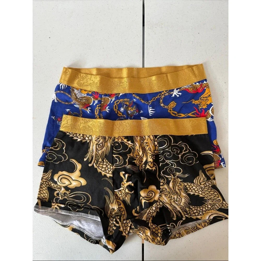 Men’s Boxer Briefs Dragon Pattern Size L Eye-Catching Novelty